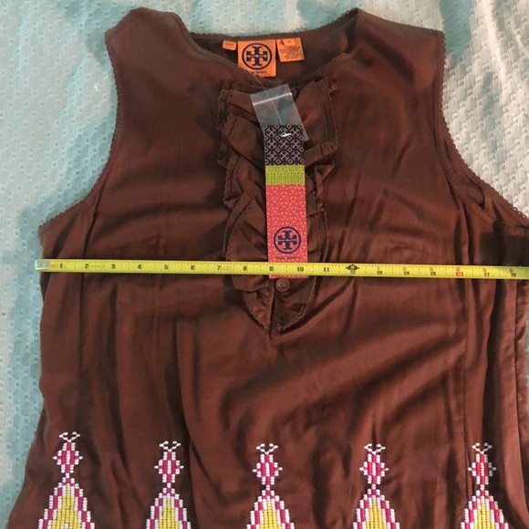 Tory Burch Brown Pink Yellow Sleeveless Tunic NWT - Picture 13 of 14